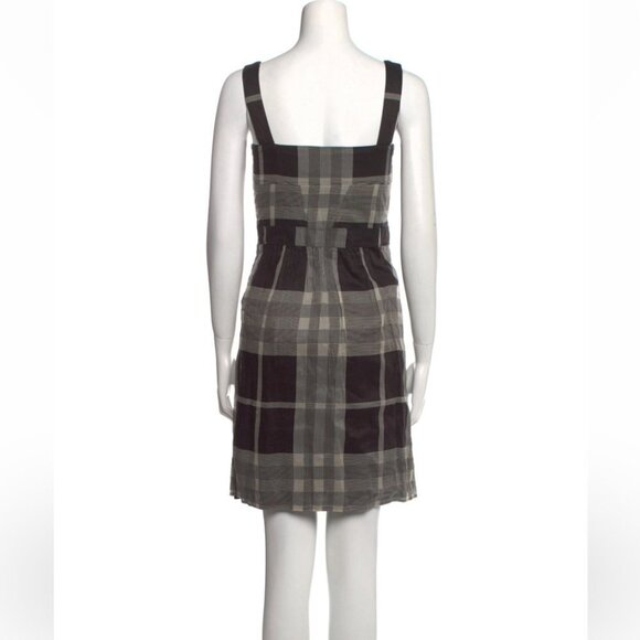 Burberry London Black Grey Plaid Square Neck Knee Lemgth Dress size 6 - Picture 3 of 15